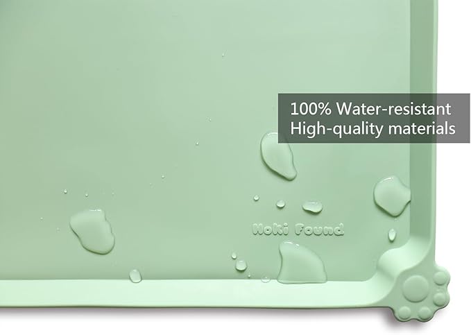 Hoki Found L Silicone Pet Food Mats Tray - Non Slip Pet Dog Cat Bowl Mats Placemat - Dog Pet Cat Feeding Mat - Waterproof Dog Cat Food Mats -Pet Water Mats for Carpet -Jade