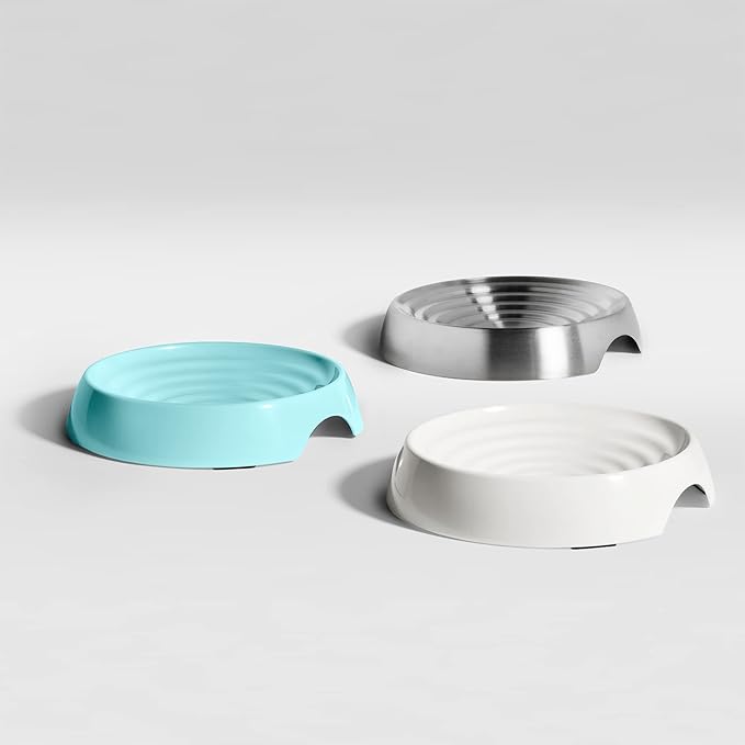 CatGuru Whisker Stress Free Cat Bowls - Wide, Non Slip, Shallow Dish for Cat Feeding & Watering (Aruba)