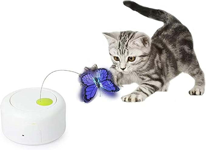 ALL FOR PAWS Interactives Cat Teaser Toy Catnip Toy Flutter Bug Cat Wand Toy Cat Fun Playing Toys Kitten Toys (Shiny Butterfly)