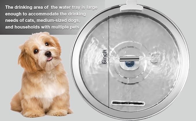 Cat Water Fountain Stainless Steel, 0.8gal/108oz Pet Water Fountain, 3 Replacement Filters, Automatic Cat Fountain with Quiet Pump Suitable for Cats, Dogs and Multi-pet households (Window)