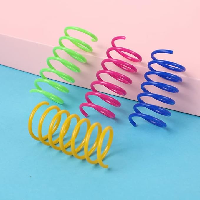 80 Pack Cat Spring Toys, Durable Plastic Coils for Indoor Active - Colorful 1 Inch Spirals Spring Fitness Play for Cat Kitten Pets (multicolor-80Pack)