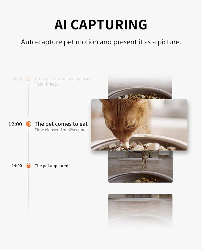 PETKIT Automatic Cat Feeder with Camera,1080P HD Video with Night Vision, Pet Feeder Dry Food Dispenser with 2-Way Audio, Food Shortage Sensor, 2.4G WiFi Smart App Control, Personal Meal Call