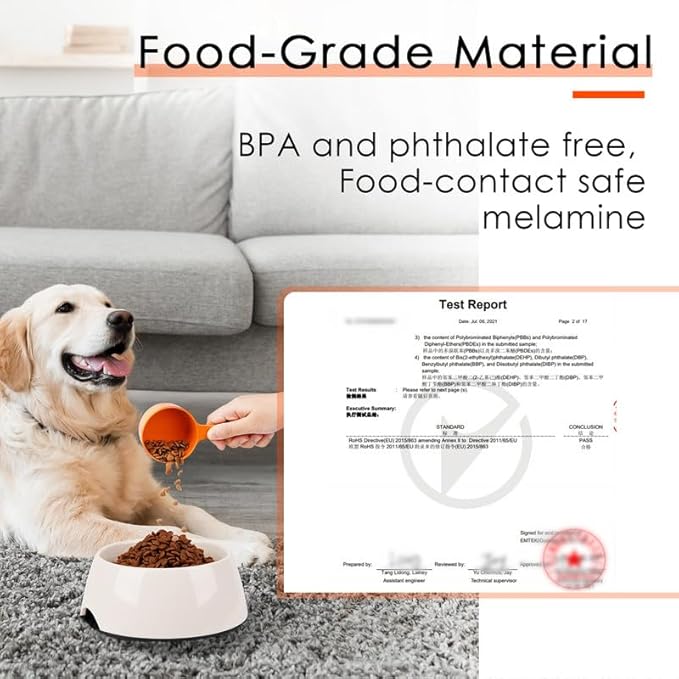 SUPERDESIGN 1/2 Cup Dog Food Scoop for Container Melamine Measuring Scoop for Dogs Cats Birds and Rabbits Pet Food Feeding Scoop Dishwasher Safe - Orange