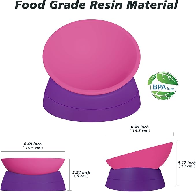 Cat Bowls Elevated Cat Food Bowl Adjustable Cat Dish Anti-Slip and Anti-Noise Raised Cat Bowl Protecting Pet’s Spine Thickened Plastic Bowl Suitable for Indoor Cats, 17 Oz
