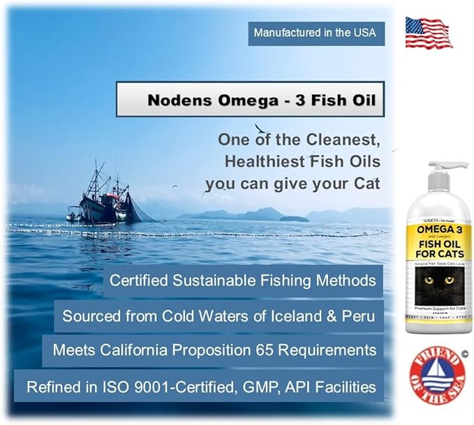 Fish Oil for Cats Natural Omega 3 Fish Oil Liquid for Pets - Cat Shedding Products, Cat Dandruff - Omega 3 Fish Oil for Cats Hairballs - Cat Health Supplies Omega 3 for Cat Vitamins and Supplements