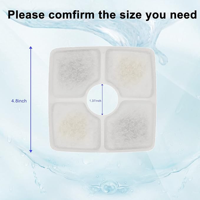 Pack Cat Water Fountain Filters, Cirfifth Cat Fountain Filter Replacement, for Square Cat Water Fountain Inside (12 Pack)
