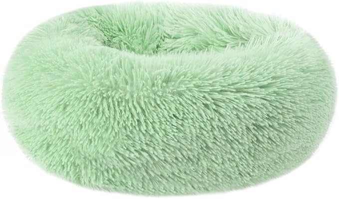 otoez Kitten Puppy Bed Extra Small XS Round Dog Cat Beds Anti Anxiety Plush Pet Calming Donut Bed with Non-Slip Waterproof Bottom, Washable (15.7",Teal)