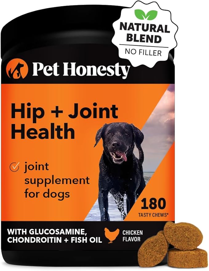 Pet Honesty Hip & Joint Health - Dog Joint Supplement Support for Dogs with Glucosamine Chondroitin, MSM, Turmeric - Glucosamine for Dogs Soft Chews - Advanced Pet Joint Support and Mobility - 180 ct