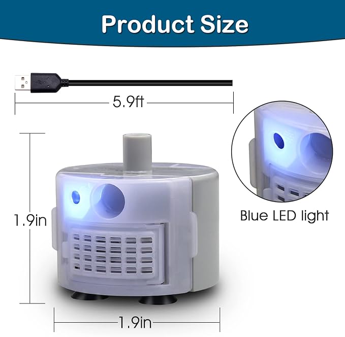 Cat Water Fountain Pump,Pet Water Fountain Pump Replacement Pump SMA-800 Submersible Motor,Cat Fountain Pump Compatible with Stainless Steel Pet Fountain(SMA-800)