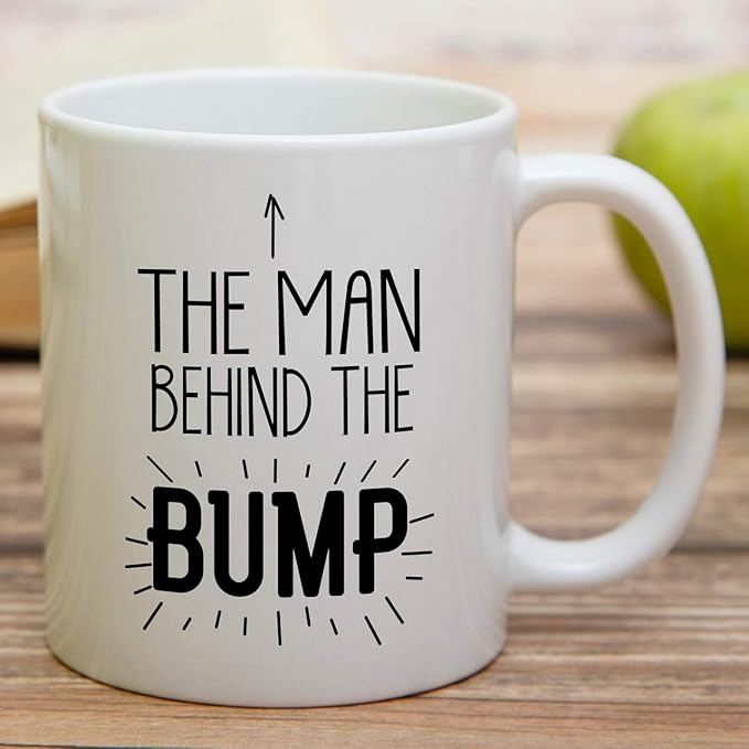 Retreez Funny Mug - The Man Behind The Bump 11 Oz Ceramic Coffee Mugs - Funny, Sarcastic Pregnancy Announcement Reveal birthday gifts for dad to be, new father, husband, boyfriend, friends, coworkers