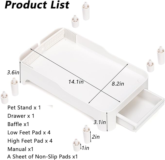 YOUEON Raised Pet Feeder Stand for Cats and Dogs Neck Health, Adjustable Height Elevated Shelf Suitable for 90% Automatic Pet Feeder & Water Dispenser, with Drawer to Stock Pet Snacks, Canned Food