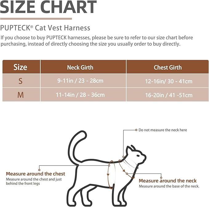 PUPTECK Cat Harness and Leash Set Escape Proof, Reflective Adjustable Soft Mesh Kitten Vest Harness for Walking Travel, Yellow, M