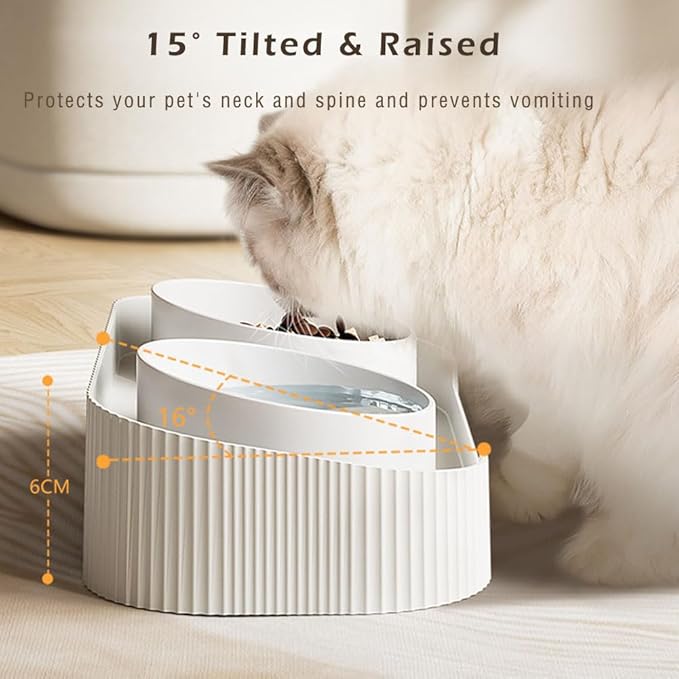 Marchul Ceramic Cat Bowls, Raised Cat Food Water Bowls, Anti overturning Splash-Proof Double Cat Food Dishes Set