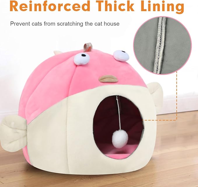 Vanansa Cat Bed for Indoor Cats, Soft Premium Pet Bed, Available in All Seasons,No Deformation, Anti-Slip Bottom, Great Medium Cat Houses for Indoor Cats, Roomy Cat Tent for Indoor Cats(M, 15" x 12")