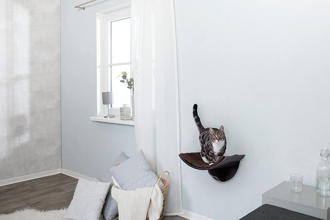 TRIXIE Lorena Wall Mount Perch, Cat Shelf, Cat Bed, Cat Lounger, Cat Furniture - Brown