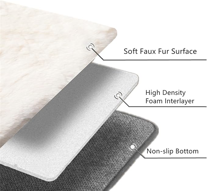 SHENGOCASE 2-Pack 16" x 23.6" Faux Rabbit Fur Cat Dog Bed Cushion, Soft and Non-Shedding