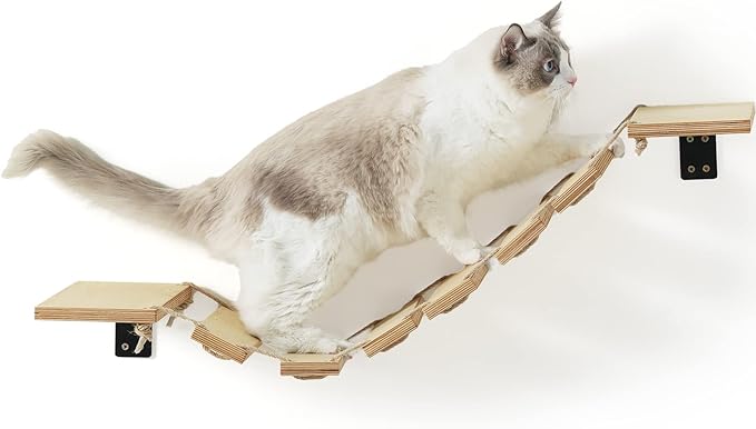 FUKUMARU Cat Bridge Wall Mounted, 12.8 in Wider Cat Shelf and Cat Climbing Step for DIY Cat Highway and Cat Wall, for Most Kitten, Medium and Large Cats