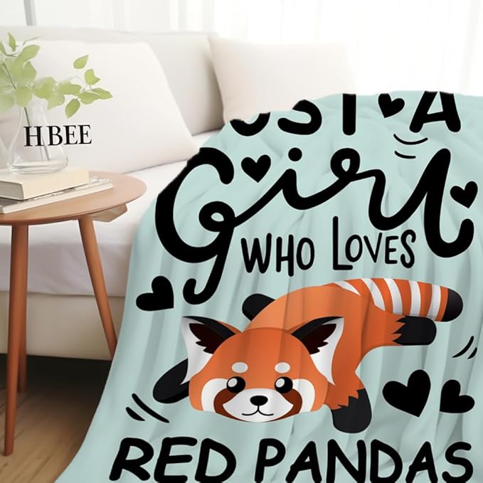 Red Panda Blanket Soft Cozy Warmth Flannel Red Panda Throw Blankets Just A Girl Who Loves Red Panda Blankets Bedding Decor for Red Panda Lover Girls Women Adults Gifts 60"x50"