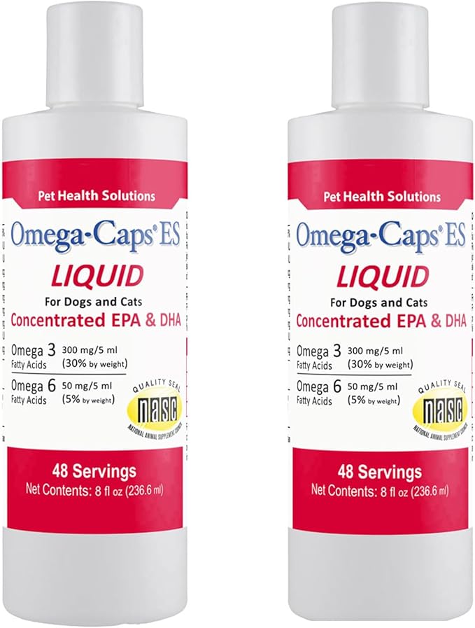 Omega-Caps Extra Strength Liquid for Cats & Dogs. Vet Formulated for Healthy Radiant Skin & Coat, Reduces Excess Shedding. Contains EPA, DHA, & Omega 3 for Joint, Heart & Immune System Support. 16 OZ.