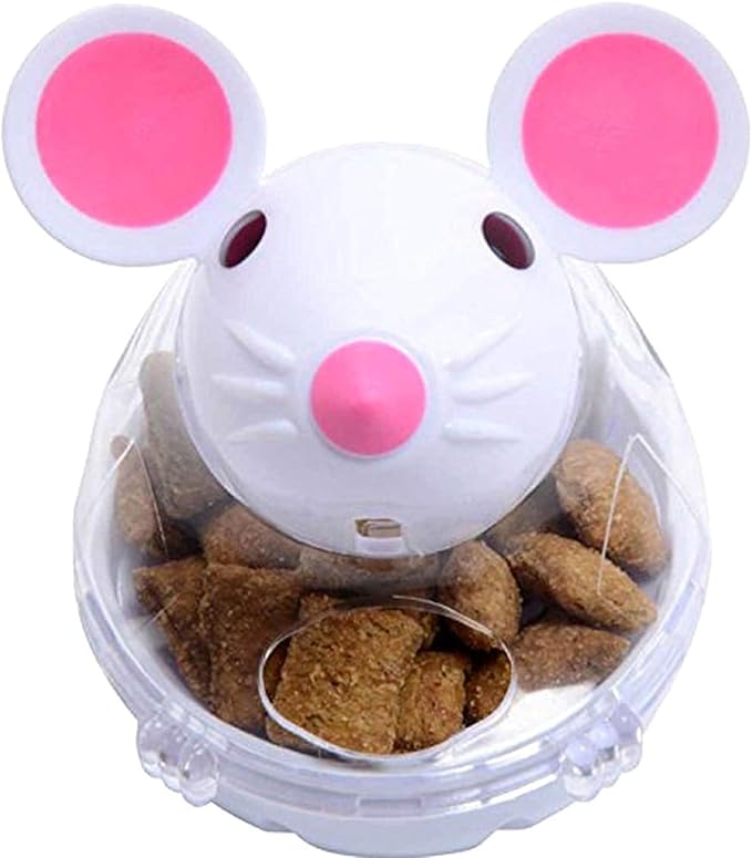 Beige Interactive Toys for Cats, Play Cat Toy Pet Cat Kitten Mouse Shape Treat Holder Food Storage Dispenser Chew Play Toy for Indoor Cat and Kitten Exercise Cat Mice and Animals Toys