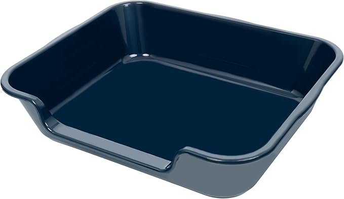2 Pack Extra Large Dog Litter Box Pan Tray (ABS Material), Low Entry Jumbo Senior Litter Boxes for Multiple Kitten Big Cats, Pet Safe Indoor Dog Potty (Dark Blue, 24" L x 21" W)