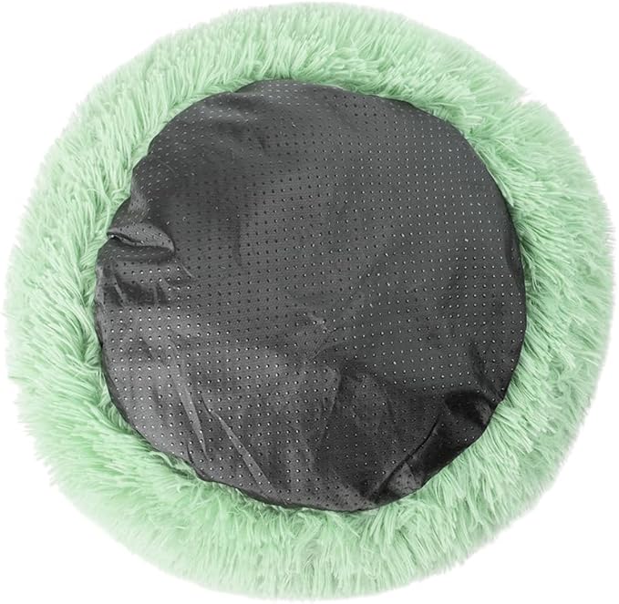 otoez Round Donut Dog Bed for Small Dogs, Washable Calming Dog Bed Cuddler Anti Anxiety Fluffy Dog Cat Bed with Non-Slip Waterproof Bottom (23.6", Green)