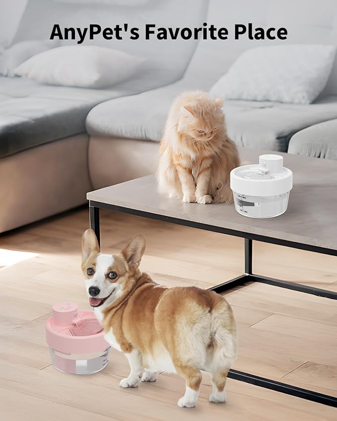Cat Water Fountain: 34oz/1 L Water Fountains for Cats Indoor with Motion Sensor- Battery Operated Wireless Cat Water Fountain Cordless - Place Anywhere -Pewkim