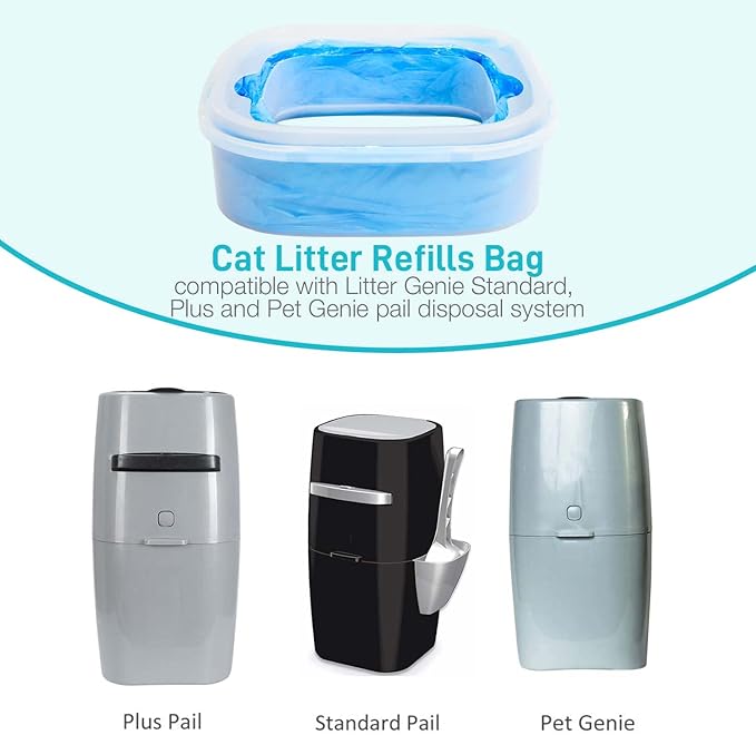 10 Pack Cat Litter Refill Bags 100% Enhanced Odor Control Litter Refills Generic Compatible with Litter Genie and Pet Genie Pail, Included One Non-original Refill Cartridge