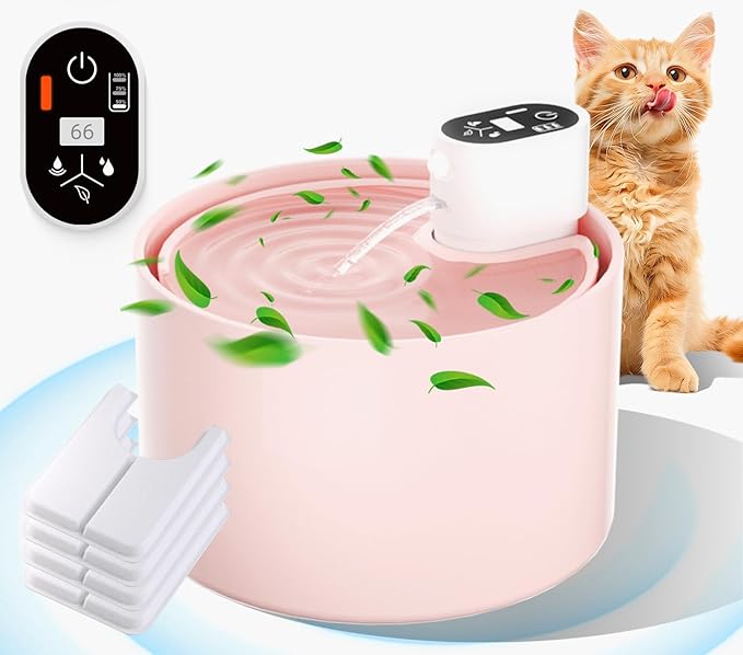 Ceramic Cat Water Fountain,2.3lL/78oz Cat Water Fountain Cordless, Automatic pet Water Fountain with Ultra-Quiet Pump and 4 Filter for Cats, Dogs, Multiple Pets
