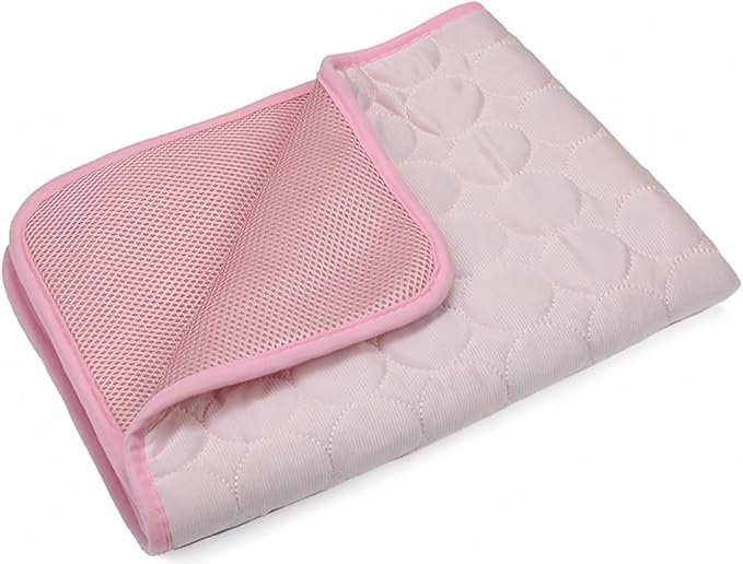 Dog Cooling Mat Washable, Portable Summer Dog Pad, Water-Absorbent Pet Cooling Pad, Ice Silk Self-Cooling Mat for Dog for Kennel/Sofa/Bed/Floor/Car Seats(Pink,19x23in)