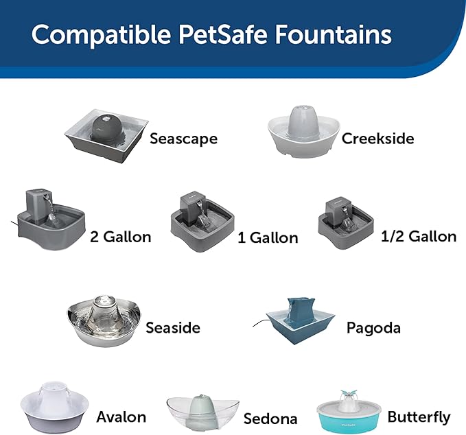 PetSafe Drinkwell Cat Water Fountain Carbon Replacement Filters - Compatible with Drinkwell 1/2 Gallon, 1 Gallon, 2 Gallon, Avalon, Pagoda, Sedona and Seascape Fountains, 12-Pack