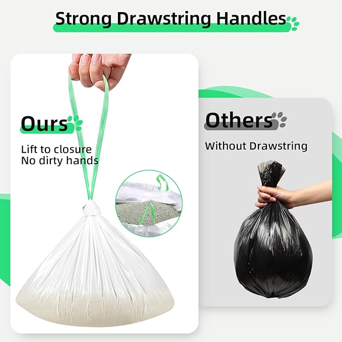 120 Count Waste Drawer Liners Bags Compatible with Litter Box Robot 4 and 3, Thick Self-cleaning Cat Litter Box Liners refill with Drawstring Heavy Duty 10-12 Gallons of Capacity
