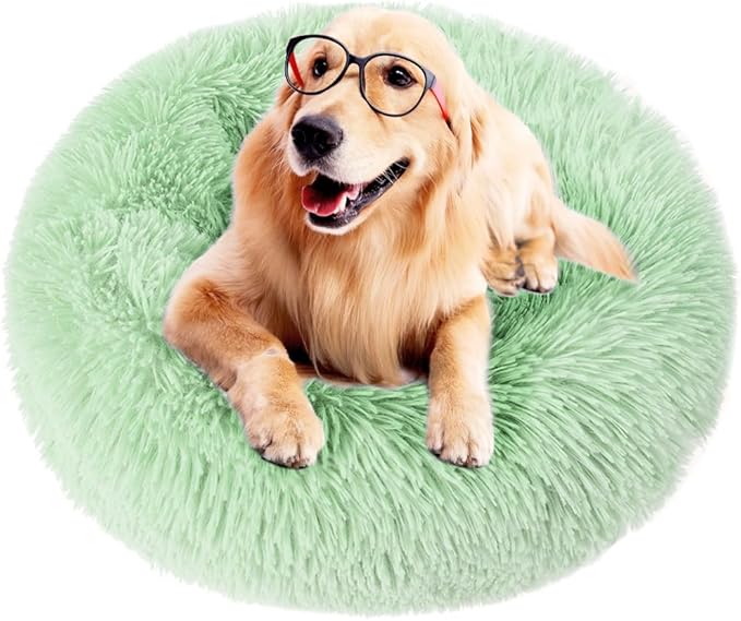 otoez Kitten Puppy Bed Extra Small XS Round Dog Cat Beds Anti Anxiety Plush Pet Calming Donut Bed with Non-Slip Waterproof Bottom, Washable (15.7",Teal)