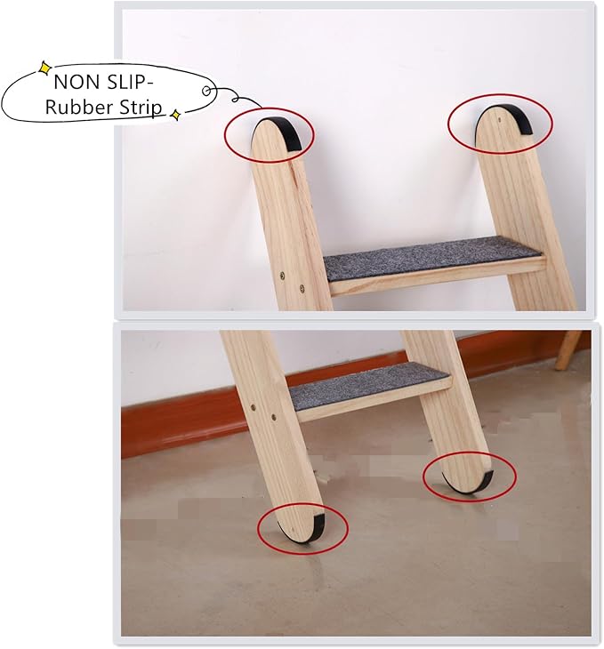 SHENGOCASE Solid Wood Wall Leaning Cat Ladder for Indoor Cats and Small Medium Dog, Cat Stair Step for Window Bed, Cat Wall Climbing Furniture (31.5")