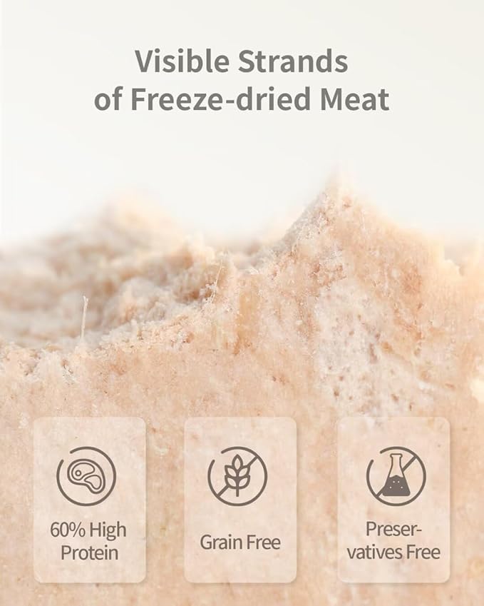Freeze-Dried Cat Food, 97% Raw Meat 60% High Protein, Grain-Free Cat Food Topper, Health Dry Cat Food (Poultry Recipe - 14 Ounce)