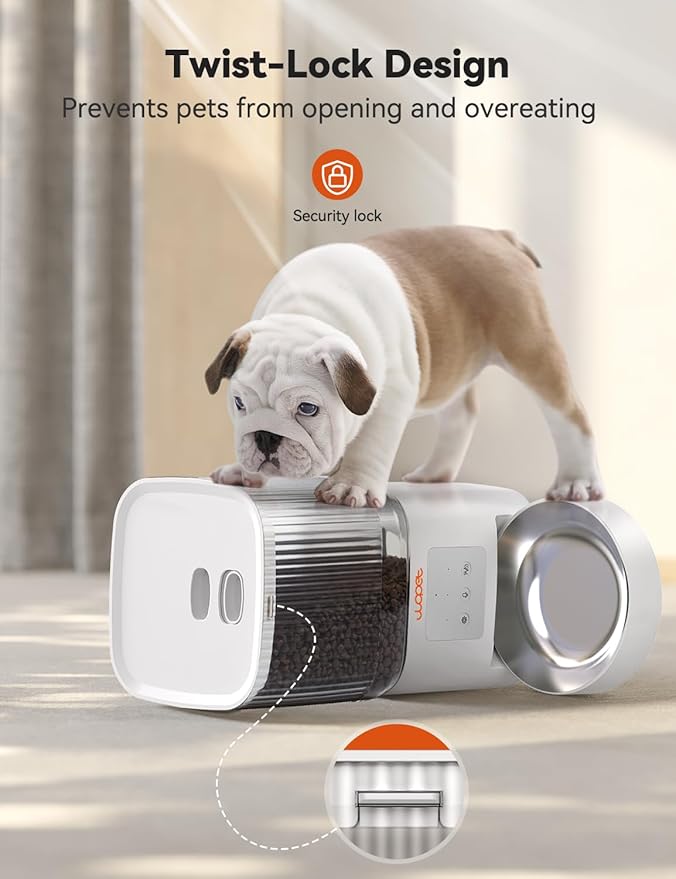 WOPET Automatic Cat Feeder, WiFi Automatic Dog Feeder with APP Control for Remote Feeding, Automatic Cat Food Dispenser with 10S Voice Record,1-10 Meals Per Day for Cats and Dogs
