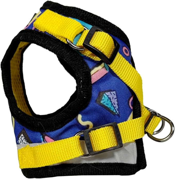 Travel Cat Harness and Leash Set - Adjustable Fit Mesh Cat Harness and Reflective Strap - Comfort Escape Proof Harness for Cats, Kitten for Outdoor Walking, Hiking (Small, 90s Cat)