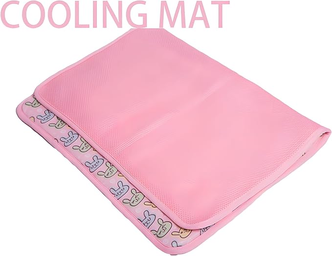 DELIFUR Dog Cooling Mat- Pet Cooling Mat Outdoor for Dogs Self Cooling Pad for Small Medium Dog Machine Washable (Large, Pink Bunny)