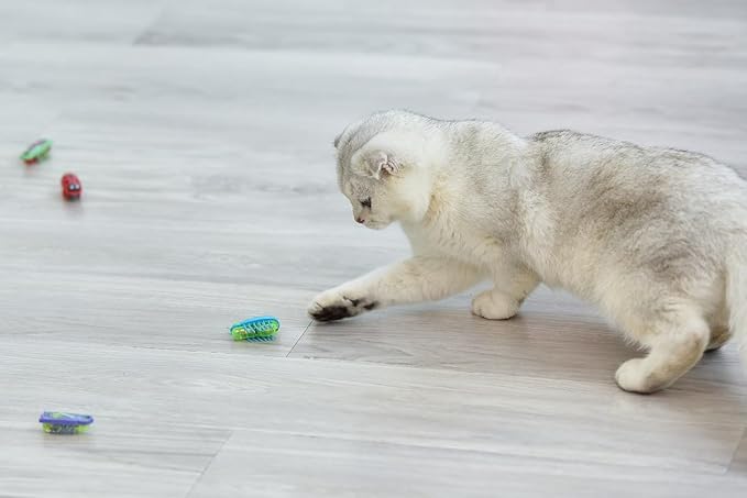 Cat Toys Teaser Interactive,Mini Electronic Robot Beetle Funny cat Toy, Cat Bug Educational Toy for Indoor Cats Kitten Play Chase Exercise,2pcs (Beetle+Mouse)