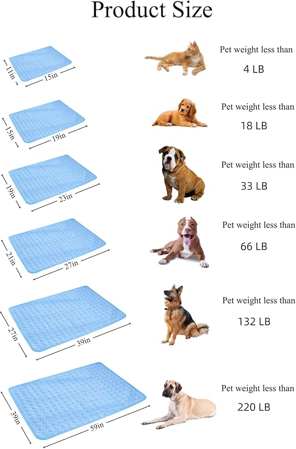 Dog Cooling Mat Washable, Portable Summer Dog Pad, Water-Absorbent Pet Cooling Pad, Ice Silk Self-Cooling Mat for Dog for Kennel/Sofa/Bed/Floor/Car Seats(Blue,39x59in)
