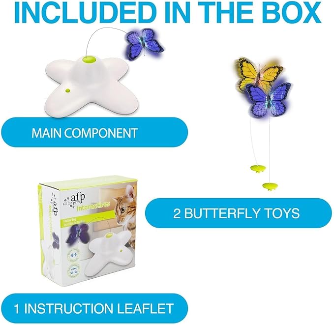 ALL FOR PAWS Cat Interactive Toys for Indoor Cats Kitten Wand Toy, Fluttering Butterfly, Cat Fun Playing Toys Kitten Toys (Flutter Bug)