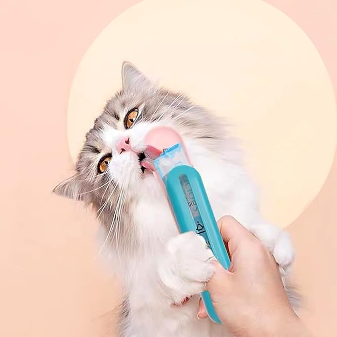 FuninCrea Lickable Cat Treats Spoon, Cat Liquid Snacks Feeding Spoon Pet Food Scoop for Feeding Lickable Wet Treats, Creative Pet Liquid Snacks Feeder for Cats and Dogs (Pink)