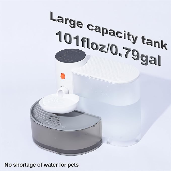 Smart Pet Water Fountain, Automatic Small Dog Water Fountain, Wireless Cat Water Fountain with Self-Filling Water Bowl, Cat Water Dispenser No Filter, Rechargeable, Noiseless, Long Battery Life