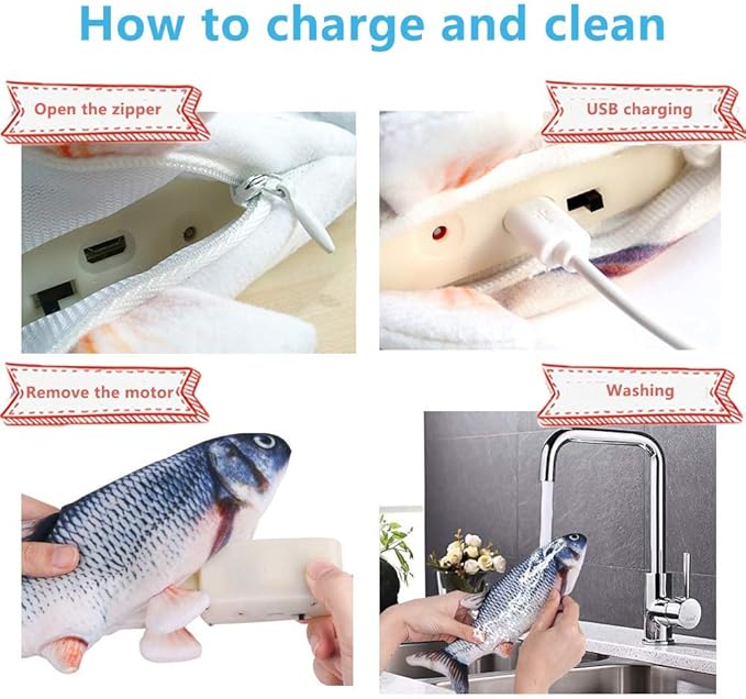Cat Toys Interactive Flopping Fish with Catnip, 2 Pack Automatic Cat Toys for Indoor Cats, 11" Electric Moving Cat Kicker Toy, Wiggle SilverVine Floppy Fish for Kitty, Bored Kitten Self Play Toys