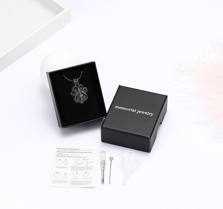 Pet Cremation Jewelry for Dog/Cat Paw Stainless Steel Memorial Locket Urn Necklace with Hollow Urn Cremation Jewelry for Ashes