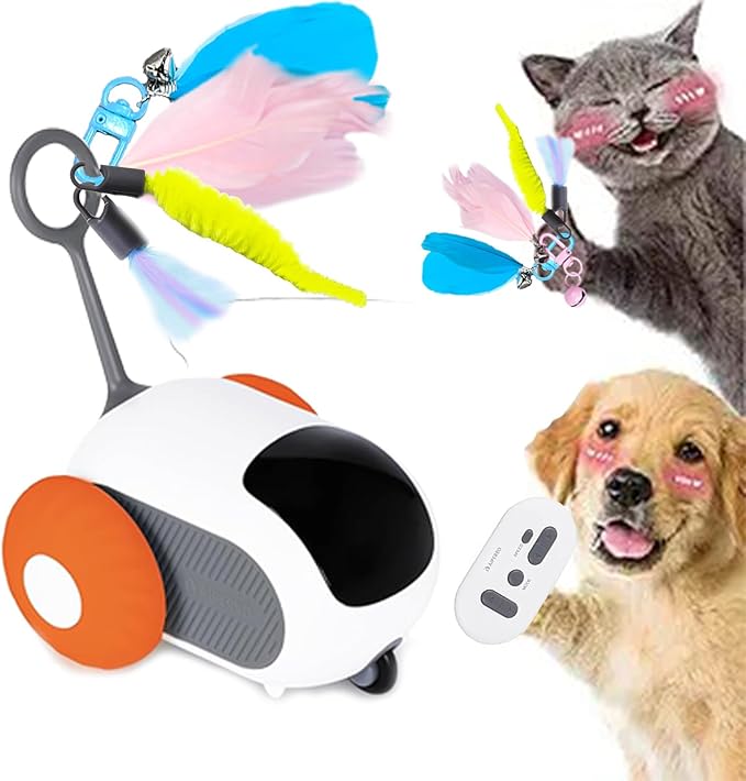 Interactive Cat Toys for Indoor Cats, Turbo Tail 2.0 Cat Toy, Automatic Kitten Toys with Two-Speed Adjustment, Remote Control & Rechargeable Exercise Cat Toys for Bored Indoor Adult Cats