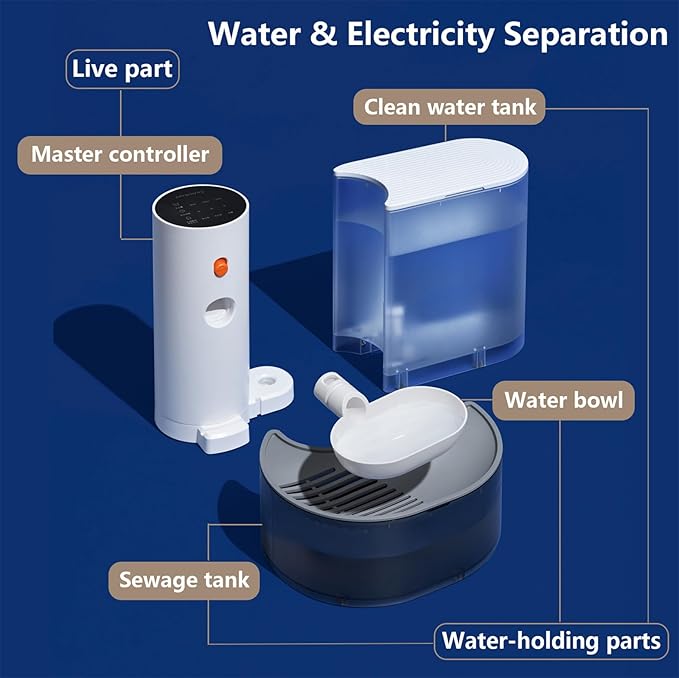 Smart Pet Water Fountain, Automatic Small Dog Water Fountain, Wireless Cat Water Fountain with Self-Filling Water Bowl, Cat Water Dispenser No Filter, Rechargeable, Noiseless, Long Battery Life