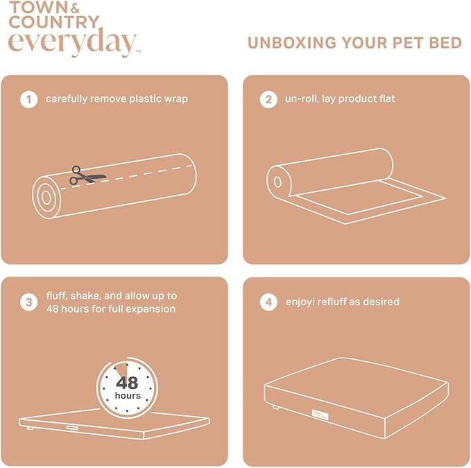 TOWN & COUNTRY EVERYDAY CuddleTown Comfy Solid Bolster Sofa Pet Bed, Supportive & Calming Egg Crate Foam, Water Repellent, Non-Slip Bottom, Machine Washable Cover, Blue, Large 35"x25"x8"