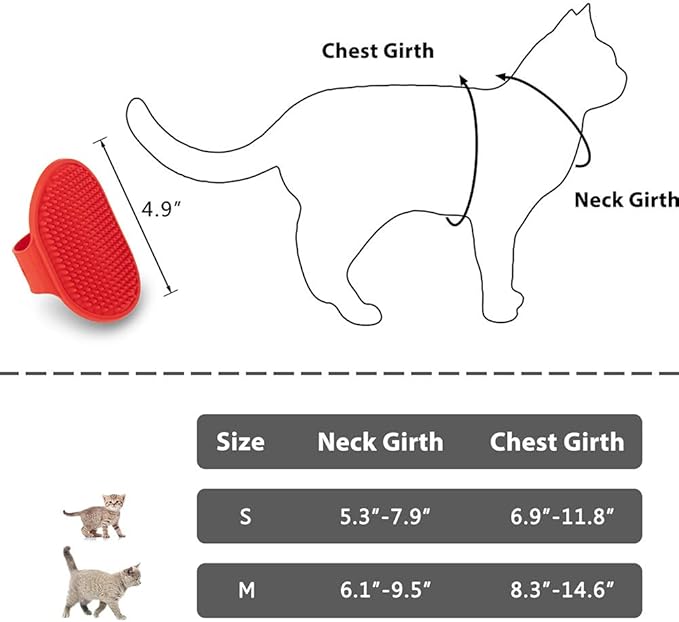 Reflective Kitten Harness and Leash Escape Proof with Car Seat Belt, Adjustable Cat Puppy Walking Jacket with Metal Leash Ring, Soft Breathable Small Pet Vest (M)