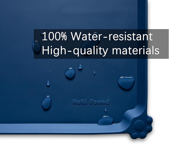 Hoki Found Silicone Pet Food Mats Tray - Non Slip Pet Dog Cat Bowl Mats Placemat - Dog Pet Cat Feeding Mat - Waterproof Dog Cat Food Mats -Pet Water Mats for Carpet -Indigo Ink